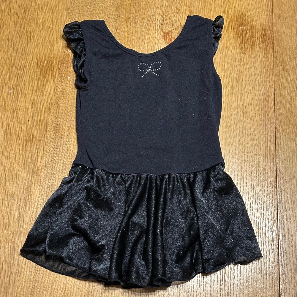 Jacques Moret Black Dance Leotard Dress Rhinestone Girls Size‎ 6/7